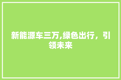 新能源车三万,绿色出行，引领未来