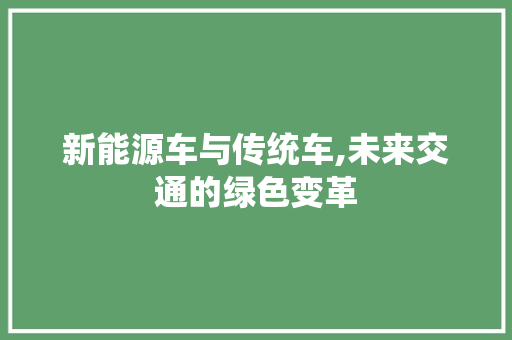 新能源车与传统车,未来交通的绿色变革