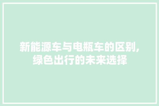 新能源车与电瓶车的区别,绿色出行的未来选择