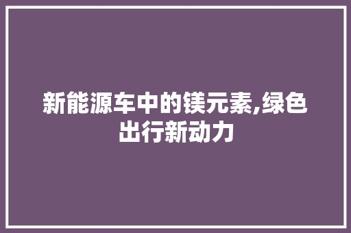 新能源车中的镁元素,绿色出行新动力