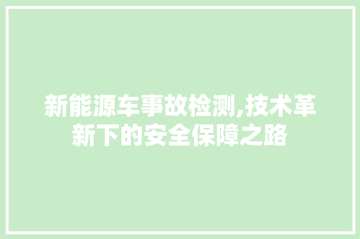 新能源车事故检测,技术革新下的安全保障之路