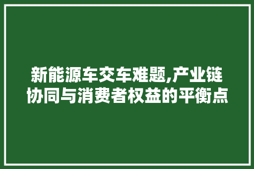 新能源车交车难题,产业链协同与消费者权益的平衡点