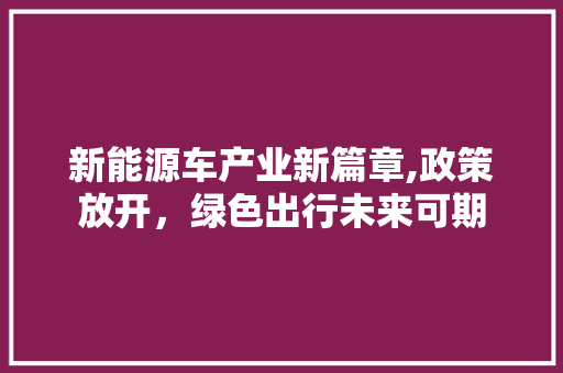 新能源车产业新篇章,政策放开，绿色出行未来可期
