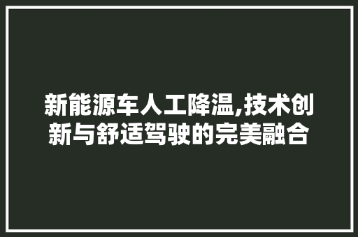 新能源车人工降温,技术创新与舒适驾驶的完美融合
