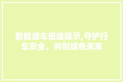 新能源车低速提示,守护行车安全，共创绿色未来