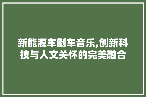新能源车倒车音乐,创新科技与人文关怀的完美融合