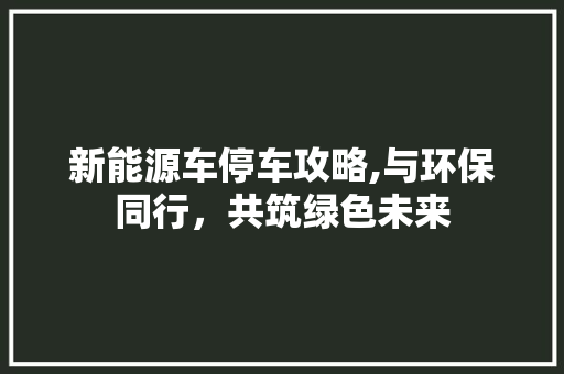 新能源车停车攻略,与环保同行，共筑绿色未来