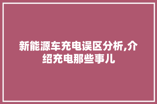 新能源车充电误区分析,介绍充电那些事儿