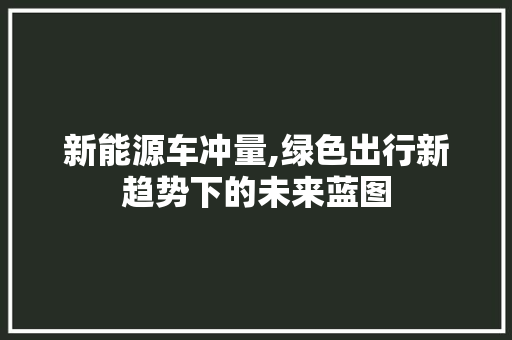 新能源车冲量,绿色出行新趋势下的未来蓝图