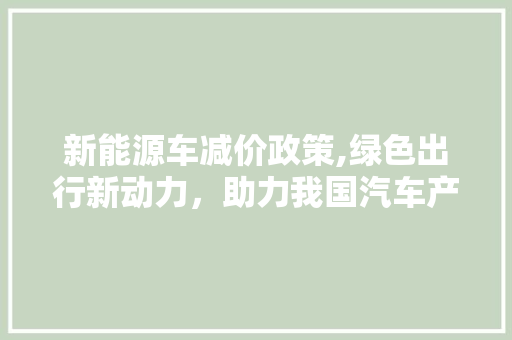 新能源车减价政策,绿色出行新动力，助力我国汽车产业转型升级