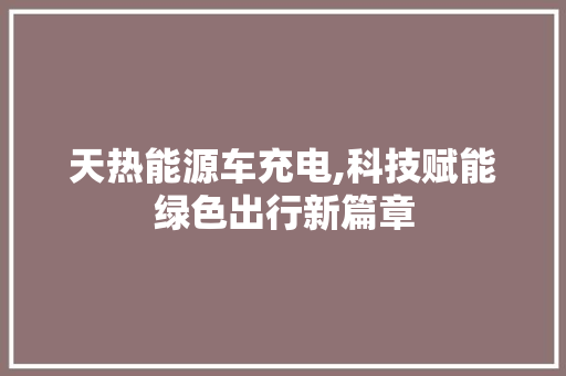 天热能源车充电,科技赋能绿色出行新篇章