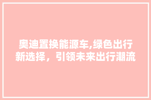 奥迪置换能源车,绿色出行新选择，引领未来出行潮流