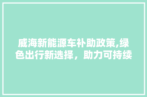 威海新能源车补助政策,绿色出行新选择，助力可持续发展