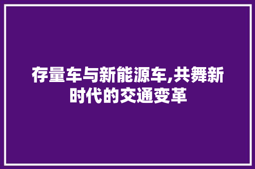 存量车与新能源车,共舞新时代的交通变革