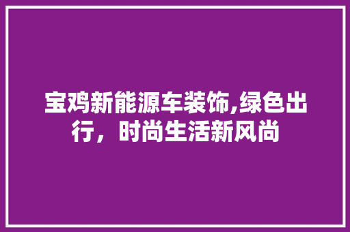 宝鸡新能源车装饰,绿色出行，时尚生活新风尚