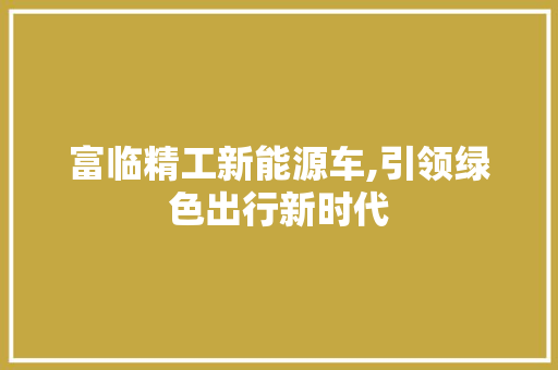 富临精工新能源车,引领绿色出行新时代