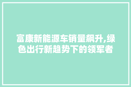 富康新能源车销量飙升,绿色出行新趋势下的领军者