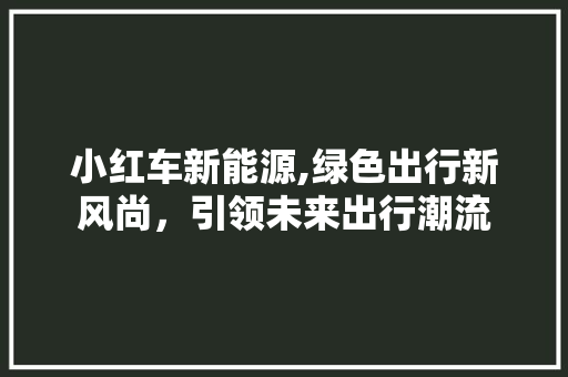小红车新能源,绿色出行新风尚，引领未来出行潮流