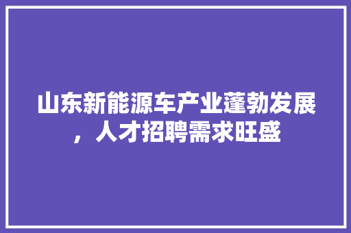 山东新能源车产业蓬勃发展，人才招聘需求旺盛