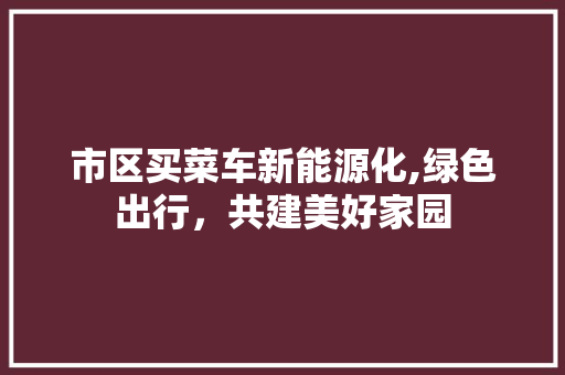 市区买菜车新能源化,绿色出行，共建美好家园