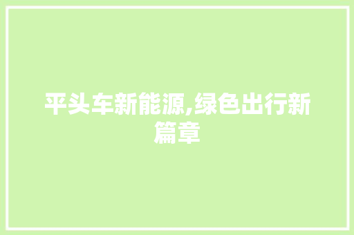 平头车新能源,绿色出行新篇章