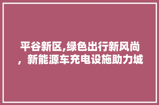 平谷新区,绿色出行新风尚，新能源车充电设施助力城市可持续发展