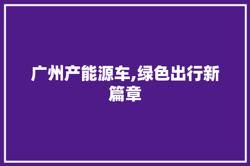 广州产能源车,绿色出行新篇章