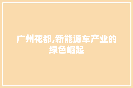 广州花都,新能源车产业的绿色崛起