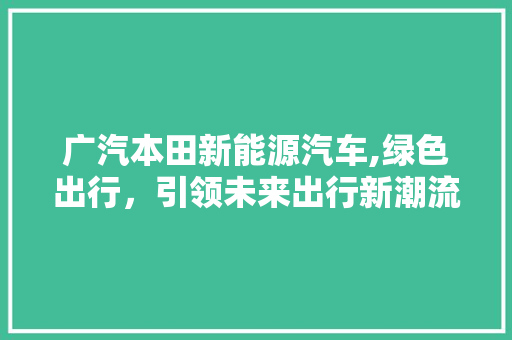 广汽本田新能源汽车,绿色出行，引领未来出行新潮流