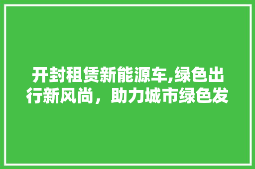 开封租赁新能源车,绿色出行新风尚，助力城市绿色发展