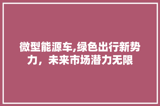 微型能源车,绿色出行新势力，未来市场潜力无限