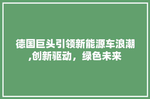 德国巨头引领新能源车浪潮,创新驱动，绿色未来
