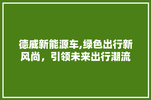 德威新能源车,绿色出行新风尚，引领未来出行潮流