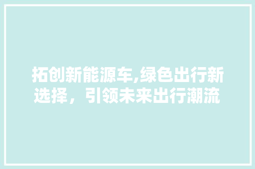 拓创新能源车,绿色出行新选择，引领未来出行潮流