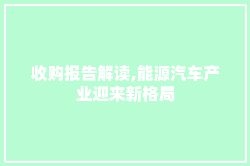 收购报告解读,能源汽车产业迎来新格局