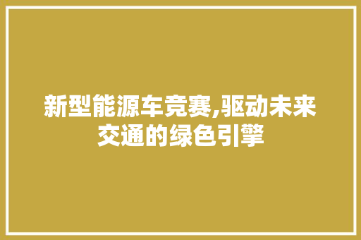新型能源车竞赛,驱动未来交通的绿色引擎