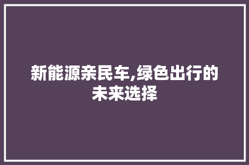 新能源亲民车,绿色出行的未来选择