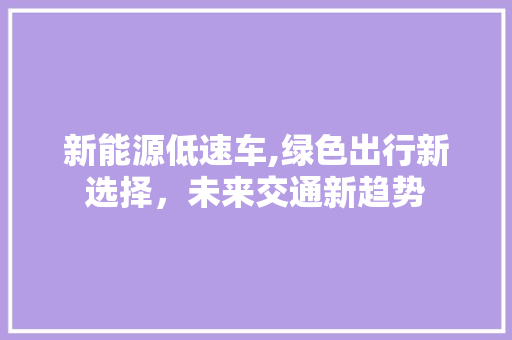 新能源低速车,绿色出行新选择，未来交通新趋势