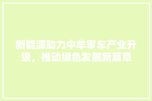 新能源助力中牟审车产业升级，推动绿色发展新篇章
