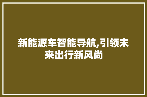 新能源车智能导航,引领未来出行新风尚