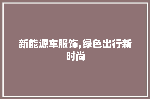 新能源车服饰,绿色出行新时尚