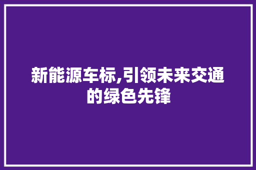 新能源车标,引领未来交通的绿色先锋