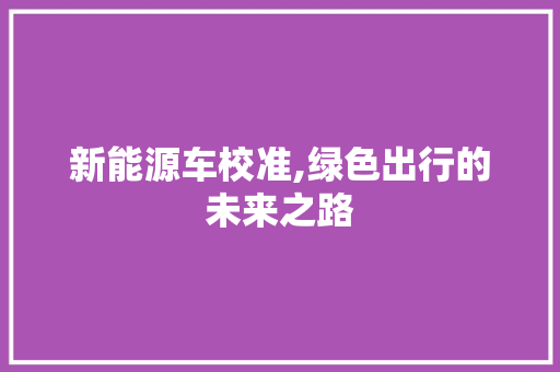 新能源车校准,绿色出行的未来之路