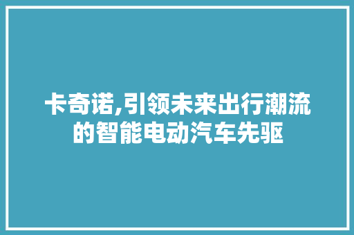 卡奇诺,引领未来出行潮流的智能电动汽车先驱