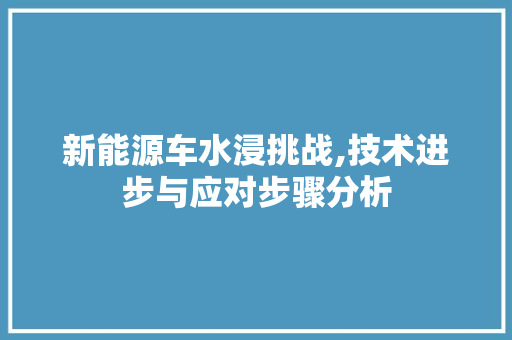新能源车水浸挑战,技术进步与应对步骤分析