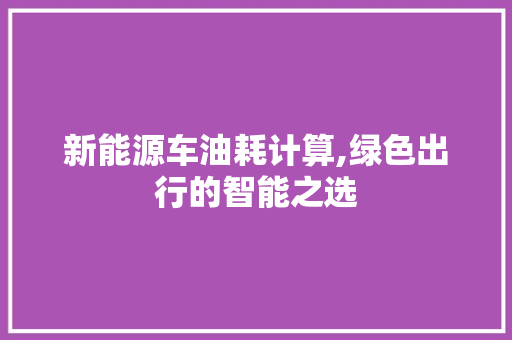 新能源车油耗计算,绿色出行的智能之选