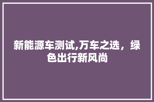 新能源车测试,万车之选，绿色出行新风尚