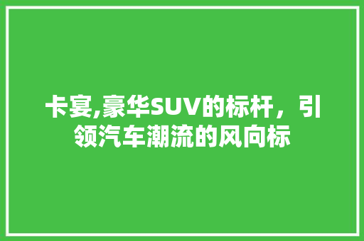 卡宴,豪华SUV的标杆，引领汽车潮流的风向标