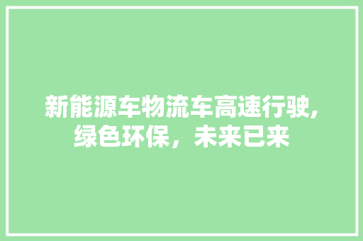 新能源车物流车高速行驶,绿色环保，未来已来