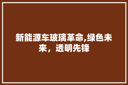 新能源车玻璃革命,绿色未来，透明先锋